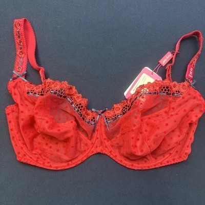 Curvy Katie Pink Bra 32 H NWT Underwire Sheer Adj strap Princess - Image 1 of 4