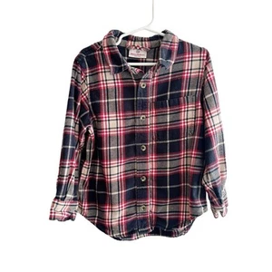 Hanna Andersson Flannel Plaid Long Sleeve Button Up Shirt Kids Size 5 - Picture 1 of 4