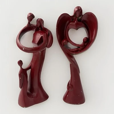 "Juego de esculturas familiares abstractas rojas de resina de 10"" corazón moderno decoración del hogar" Foto 1 de 4