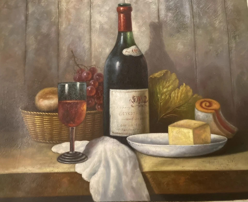 Pintura al óleo impresionista - Arte para sala de vinos Foto 1 de 1