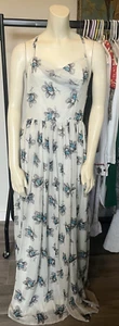 Vintage 60s Sheer Blue Black Floral Print Designer Dress by Horrockses XS/S - Picture 1 of 12