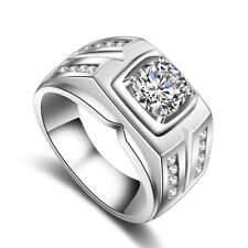 Men's 1.25 Carat Crystal Zircon Ring 925 Sterling Silver Rings Size 7-12 MJZ004