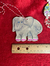Handmade Pottery Elephant Ornament Cute & Comical with Pink Toe Nails
