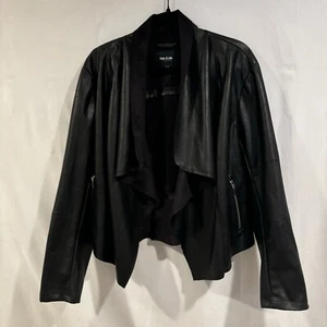 Ookie & Layla black Faux Leather Open Front Drape moto Jacket Women’s Size 1X - Picture 1 of 11