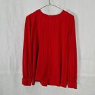 Ladies Top Size 14 Vintage JAEGER Red Chiffon Pleated Blouse Day Office Work 80s