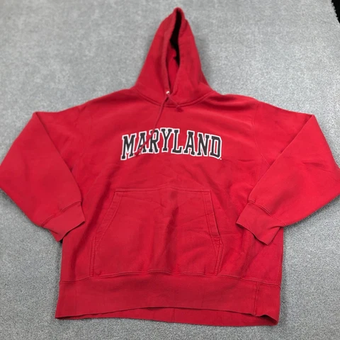 Vintage Maryland Terrapins Hoodie Men XL Red Pull Over Sweater Terps Pro Weave Cover