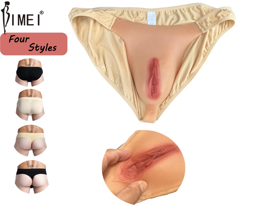 BIMEI Silicone Fake Vagina Brief Panty Gaff ThongUnderwear Camel Toe Transgender - Image 1 of 4