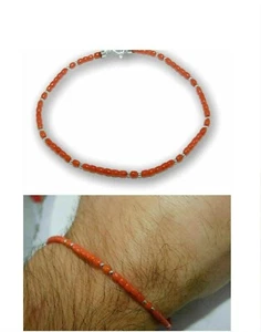 Armband für Mann aus roter KORALLE ECHT in 925 Silber Italien und aus NATÜRLICHEM Edelstein - Bild 1 von 6