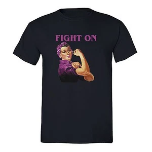 Fight Breast Cancer awareness T-shirt PINK Ribbon survivor Rosie Riveter Tshirt - Picture 1 of 1
