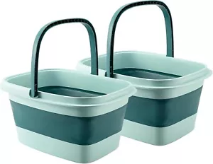 Paquete de 2 lavabos de baño de pies plegables 4 galones bañera de pies spa cubo de masaje - Imagen 1 de 8