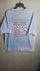VTG 1999 Harley Davidson Motorcycles Cafe Las Vegas Incredible Fade USA Flag XL - Picture 1 of 13