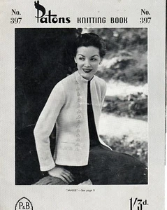 1950s Patons Knitting Book No 397 Women's Cardigans Knitting Patterns - Picture 1 of 3