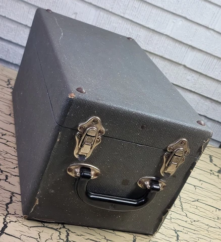 VTG Antique Eagle Lock CO Trunk Portable Storage Case Salesman Bank Box Velvet Cover