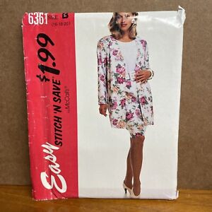 McCall's Sewing Pattern 6361 UNCUT size B 16-18-20 Misses Jacket Top Skirt