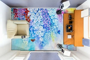Papel tapiz de piso 3D Blue Flower 6385NA impresión de pared 5D AJ PAPEL PINTADO UK Fay - Imagen 1 de 5