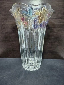 Vintage Savoir Vivre Cornucopia Glass Vase • Japan • Grapes and Leaves - Picture 1 of 6