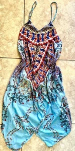 Natural Impressions Womens Summer Strappy Flowy Boho Embellished Dress - Picture 1 of 8