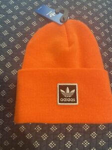 NEW Adidas Mens Cuffed Knit Beanie Trefoil Logo Bright Orange Athletic Hat Sport