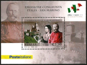 Garibaldi a San Marino 150° Unità Italia STAMP Foglietto MNH Anita FRANCOBOLLI - Foto 1 di 3