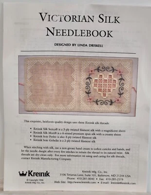 Linda Driskell Victorian Silk Needlebook Counted Thread & Handanger pattern - Image 1 of 2