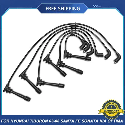 6x for Hyundai Tiburon 2003-2008 Sonata Santa Fe Kia Optima Spark Plug Wire Sets Foto 1 de 4