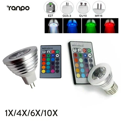 LED Spotlight With Remote Control AC85-265v Fittings Lights GU5.3 Bulb COB 12V - Image 1 of 4