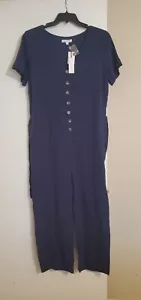 Anthropologie First Monday Blue Belted Plaid Jumpsuit. Large - Picture 1 of 20