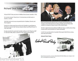FIRMADA RICHARD DICK FOLEY "FAMADOR CANADIENSE DEL SALÓN DE LA FAMA" #66 LEYENDA NASCAR - Imagen 1 de 1