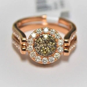 1.70CT 14K Rose Gold Brown Diamond Halo Reversible Ring - Picture 1 of 6