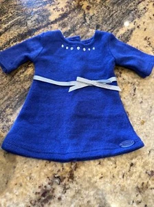 American Girl Blue Rhinestone Studded Dress with Silver Ribbon - Picture 1 of 6