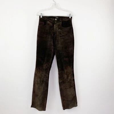 Vintage XOXO Dark Brown Suede Leather Pants Size 5 Straight Leg High Rise Y2K - Image 1 of 4