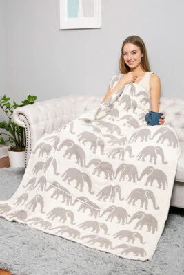ScarvesMe Oversized Luxury Soft Elephant 2 in 1 Cozy Throw Blanket With Trim - Image 1 of 3