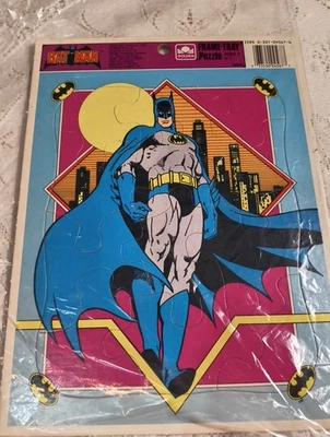 Vintage 1989 Batman Puzzle Frame Tray DC Comics Golden 12 Piece Puzzle - Image 1 of 4