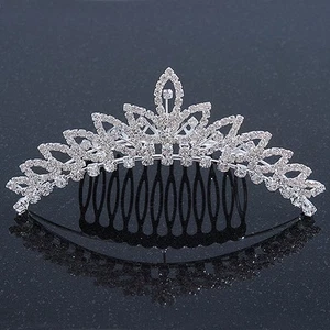 Bridal/ Wedding/ Prom/ Party Rhodium Plated Swarovski Crystal Hair Comb Tiara - Picture 1 of 6