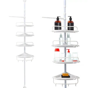 4 Tier Telescopic Bathroom Wall Corner Shelf Rack Shower Caddy Storage Organizer - Picture 1 of 7