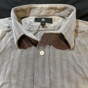 Banana Republic Long Sleeve Button-Down LG Subtle Stripe Cashmere/cotton Slim - Picture 1 of 16