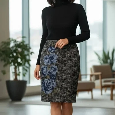 Falda lápiz floral de tweed Escada talla EU 38 Foto 1 de 4