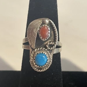 Vintage Navajo Women’s Turquoise And Coral Size 6.5. ***READ DESCRIPTION *** - Picture 1 of 11