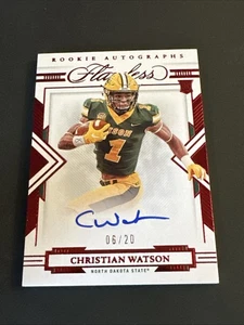 2022 Panini Flawless Collegiate Ruby /20 Christian Watson #91 Rookie Auto NDSU - Picture 1 of 14