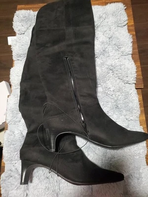 Botas Worthington para mujer de gamuza sintética negras altas de tacón alto con cremallera nuevas con etiquetas talla 9 Foto 1 de 4
