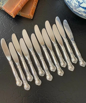 "Juego de 12 cuchillos esparcidores de mantequilla de plata esterlina Gorham Chantilly americanos 6,25""" Foto 1 de 4