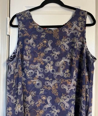 Vestido Reversible Floral/Geométrico Sin Mangas 2 en Uno Poliéster Sedoso Talla L Foto 1 de 4