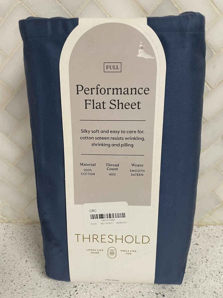 Full 400 Thread Count Performance Flat Sheet Metallic Blue - Threshold Cotton