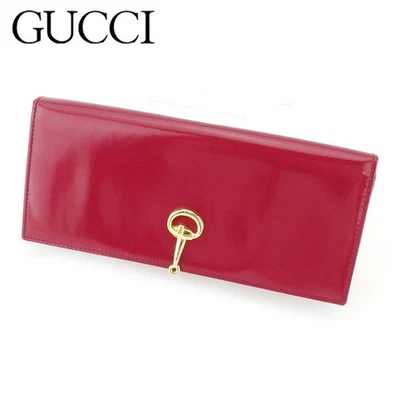 GUCCI Horsebit Long Wallet Red Patent Leather Zip Rare Vintage C3865 Italy Foto 1 de 4