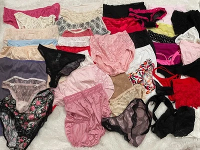 Vtg 42 piece Panty Brief Bikini Thong Lot Silky Nylon Lace Cotton S/M/L/XL - Image 1 of 4