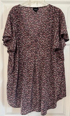 Top tórrido rosa púrpura floral boho cabaña romántico femenino pradera 3 botones 3X Foto 1 de 4