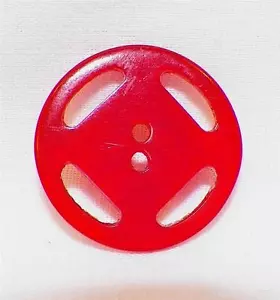 Red Lucite Button Cut Out Semi Opaque 2 Sew Thru Holes Vintage - Picture 1 of 2