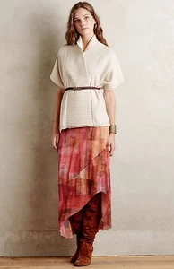  Anthropologie Fallen Sun Maxi Rock Weston rot pink Stretch Geo Printed S NEU - Bild 1 von 5