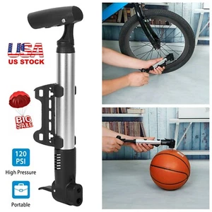 Mini Cycling Bicycle Bike Air Pump 120PSI Ball Basketball Tire Inflator w/ Mount - Picture 1 of 12