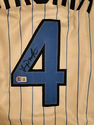 Camiseta deportiva Beckett autografiada por Lenny Dykstra azul personalizada día del padre en Nueva York certificado de autenticidad Foto 1 de 4